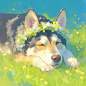 artplus2_the_dog_lies_on_the_grass_with_flowers_on_his_head.__6176317d-351f-4a12-adef-0b0bc8