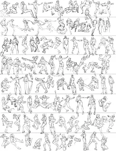 【雕塑|#人体参考素材#】_5000#人物着衣动态速写图#