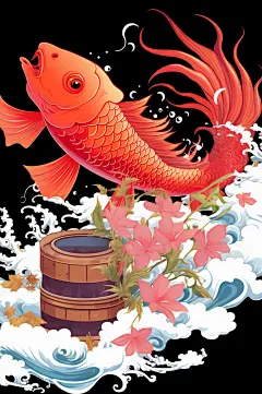 AI数字艺术中国风国潮酸菜鱼元素插画-众图网