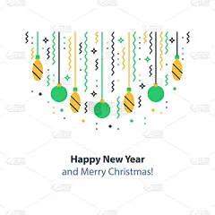 新年装饰元素，寒假背景，圣诞节庆祝，节日明信片，矢量平面插图