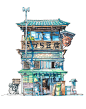 New Storefronts 2020 : Series of watercolor paintings of cute Japanese stores.
