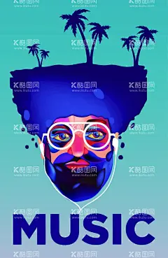 艺术插画  - 源文件下载【酷图网】艺术,艺术画,个性,音乐,人物头像,喷墨,喷洒,喷溅,杂点,水彩画,插画,头像,电音海报,音乐会,艺术海报,设计,广告设计