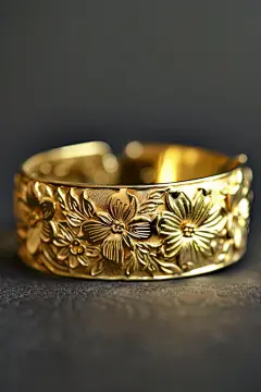 古法花丝黄金手镯产品摄影