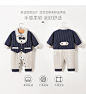 宝宝百日宴衣服秋冬装0-3月9夹棉加厚婴儿绅士连体衣冬季爬服哈衣-tmall.com天猫