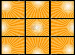 orange sun burst vector set
