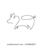 One line design silhouette of pig.minimalistic style vector illustration