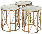 Marlene Hollywood Regency Antique Mirror Coffee Table - Set of 3  coffee tables