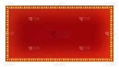红色marquee金色灯板标志复古在白色的背景。三维渲染