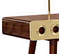 MONOCLES | DRESSING TABLE : The ultimate dressing table is the ultimate gadget every mid‐century modern sleek interior should have. Golden brass drawers and engraved circles in the solid walnut body are its trademarks, as well as the gold plated feet. A l