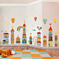 大型儿童房卧室卡通城堡装饰品墙贴纸幼儿园可爱建筑自粘墙纸贴画-tmall.com天猫