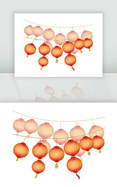 手绘中国风灯笼插画