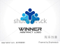 Abstract logo for business company. Corporate identity design element. Leader, head, sport competition winer Logotype idea. People group, Network, Social Media concept. Colorful Vector icon