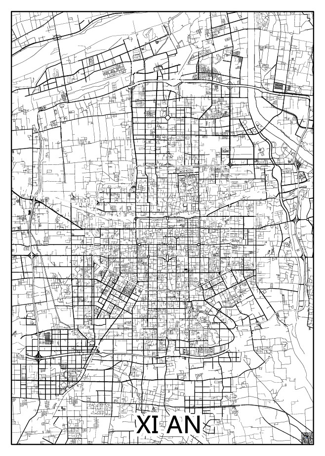 西安50X70
线条装饰画地图北欧风格简...