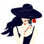 手绘插画-七夕节情人节-玫瑰女人