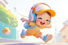 手绘开朗儿童人物模型素材