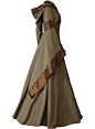 #绘画参考# #服装# 中世纪的裙子，配色和样式都简约大方，广袖+兜帽的又让人觉得萌哒哒。（source：dornbluth）