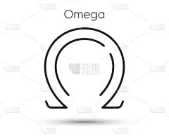 欧米茄大写字母线图标。最后一个希腊字母符号。Ohm标志。Web应用程序和移动应用程序的示例。线型数学