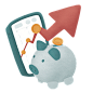 Phone with a growing chart and piggy bank showing investment growth Illustration in PNG, SVG