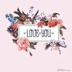 欧式复古方框手绘花鸟