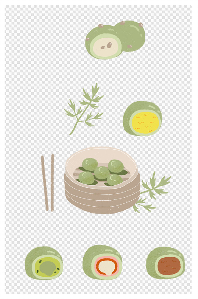 清明节青团手绘素材