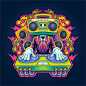 dj电子音乐打碟插画矢量图设计素材