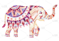 印度大象水彩画插图
