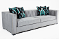 Acapulco Sofa in Cannes Cannon Grey : Elevate the level of comfort and style within your home with the Acapulco Sofa in Cannes Cannon Grey velvet. Though the bright color and bold design lend this s