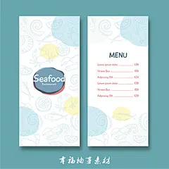 夏日小清新淡雅手绘橙子螃蟹龙虾鱼菜谱价目表海报背景AI设计素材