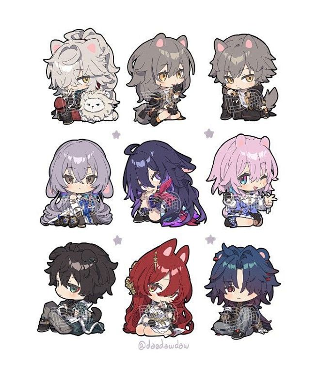 six anime character ...