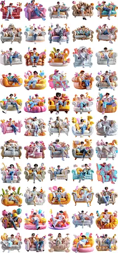 时尚生日派对懒人沙发椅子气球酒吧休闲人物海报元素模板设计素材-淘宝网