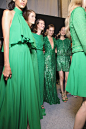 Backstage greens - bridesmaid inspirations! #emerald #celebstylewed #wedding #bridal #nuptials