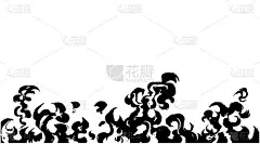日本风格的笔刷上燃烧火焰的剪贴画