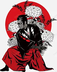 日本彩色武士
