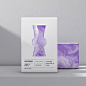 This may contain: the packaging design for artifico is shown in front of a white box with purple swirls on it