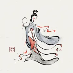中国文化 中国风   人物 仕女 插画 水墨画 八十七神仙卷 洛神赋 簪花仕女图 课程练习