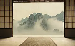 工笔画设计背景海报展板