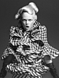 Fashion as Art - jacket with 3D ruffles in houndstooth & stripe fabric; sculptural fashion // Alexander McQueen
