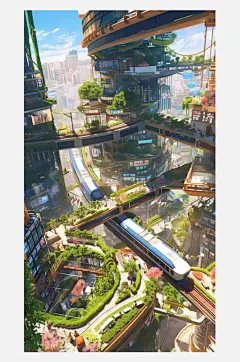 数字艺术创意插画插画灵感春天的列车-众图网