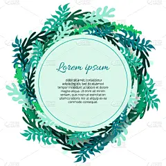 边框,绘画插图,圆形,叶子,矢量,植物群,与众不同,个性,请柬,贺卡