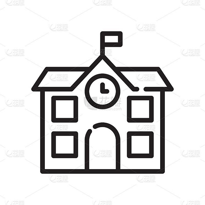 学校大学教育综合楼校园矢量图标