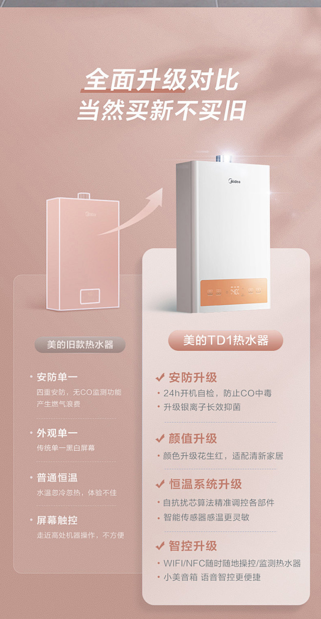 美的燃气热水器家用天然气煤气液化气13升...