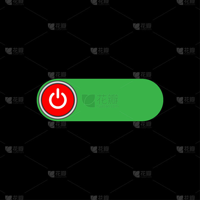 On Off switch slider style power buttons with gree