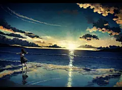 #女の子 晩夏の夕暮れ - 飴村的插画