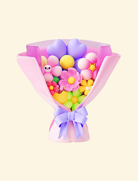 3d立体卡通花束教师节妇女节母亲节送花