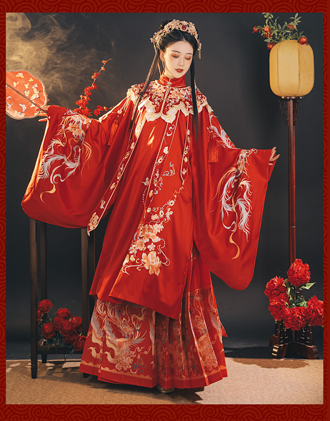 灵犀[花仙记]原创刺绣汉服明制重工云肩马面婚服现货嫁衣缎面现货-淘宝网