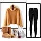 A fashion look from November 2015 featuring beige knit sweater, black super skinny jeans and rounded toe boots. Browse and shop related looks.