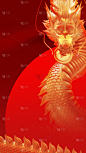 龙年春节新春新年过年除夕中国风中式开门红龙背景场景图片素材