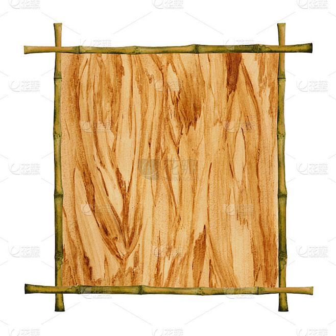 水彩木板竹框