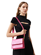 Mini Flap Bag - Rose Red Croc : Croc-Embossed Vegan Leather Fabric lining 7.9'' W × 6.1'' H × 3.1'' D (20cm x 15.5cm x 8cm) 16.9''（43cm）Handle Drop Detachable Strap (Unadjustable) Gold Hardware Push-Lock Closure 2 Interior Pockets 1 Zipping Pocket Fits fo