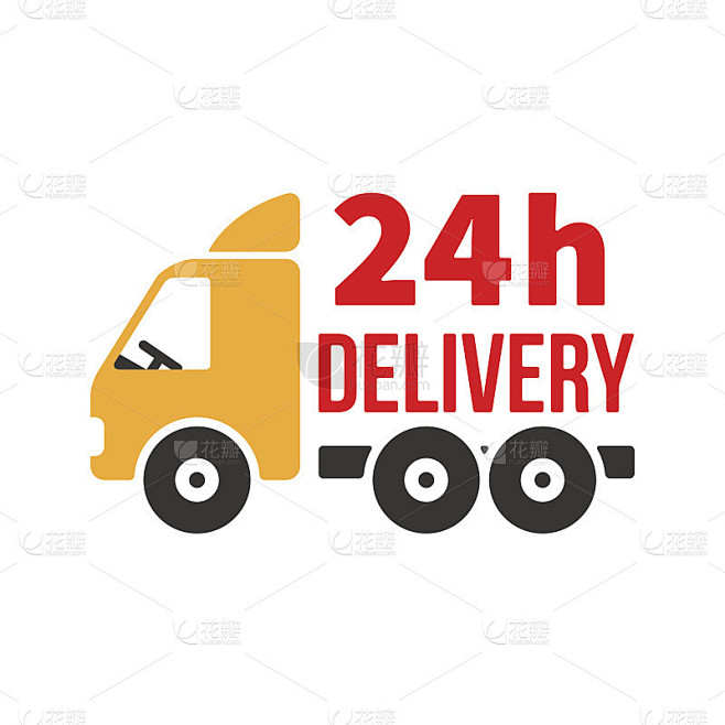 24小时送货图标。第二天发货。平的风格